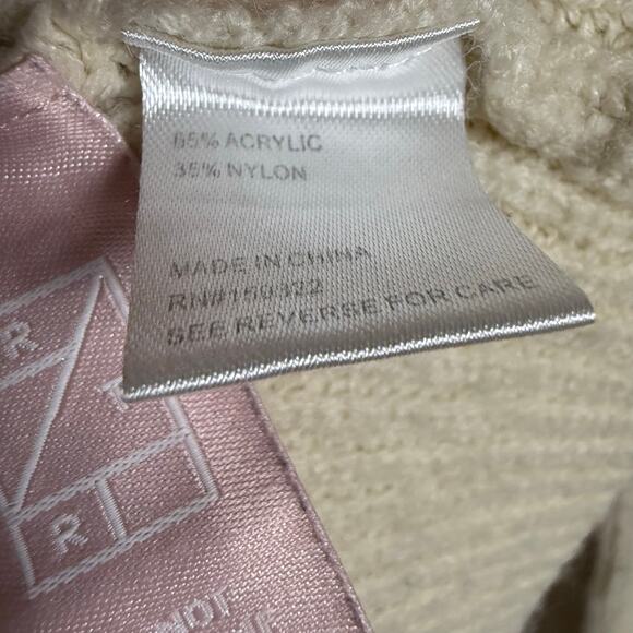 Central Park West Clementine Cream Green Striped Knit Polo Knit Sweater M - Picture 11 of 12